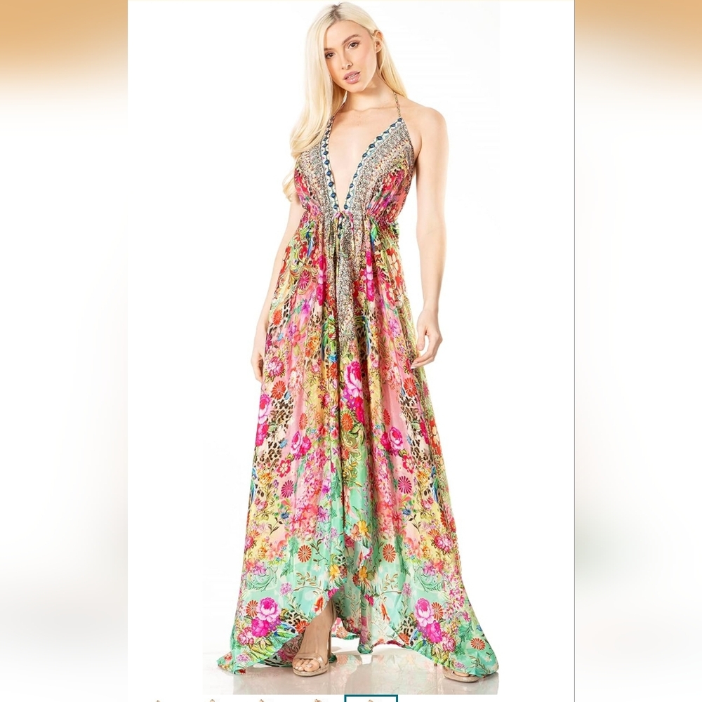 Sakkas Lizi 2 Women's Maxi High-Low Halter Handkerchief Dress New With Tags Qty1